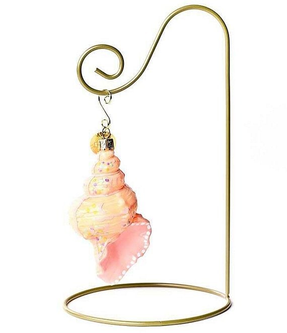 Happy Everything! Conch Shell Glass Shaped Ornament With Gold Stand