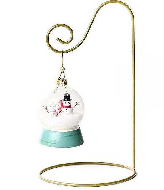 Happy Everything! Frosty Snow Globe Shaped Ornament With Gold Stand