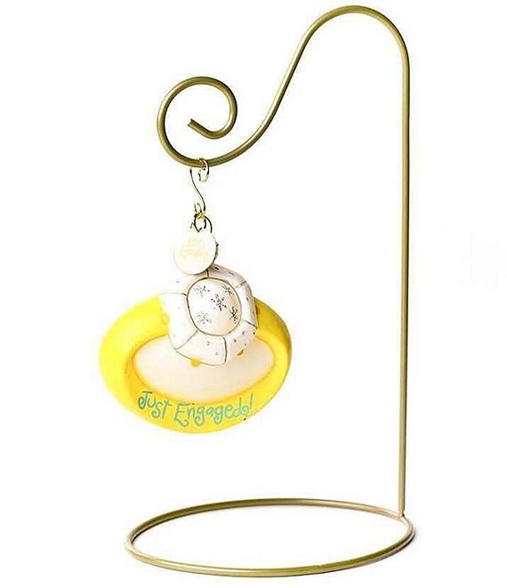 Happy Everything! Just Engaged Ring Glass Shaped Ornament With Gold Stand