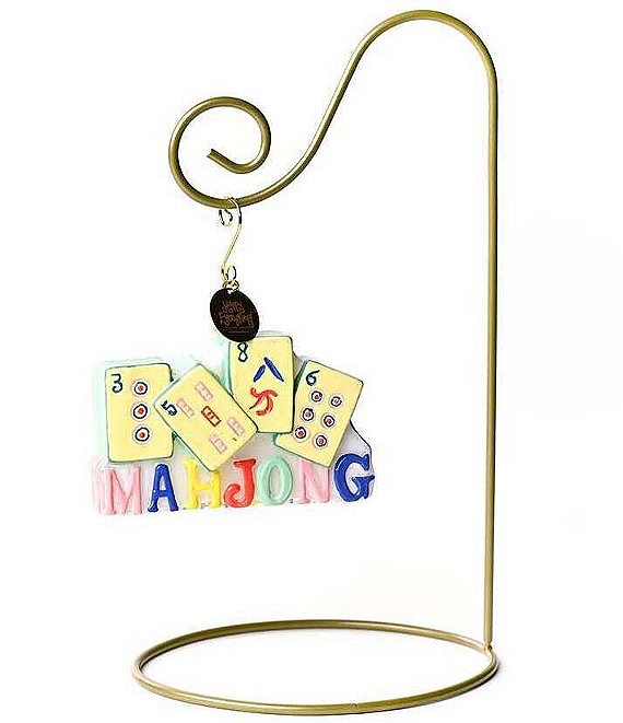 Happy Everything! Mahjong Shaped Ornament With Gold Stand