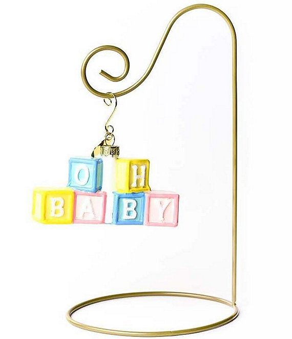Happy Everything! Oh Baby Blocks Shaped Ornament With Gold Stand