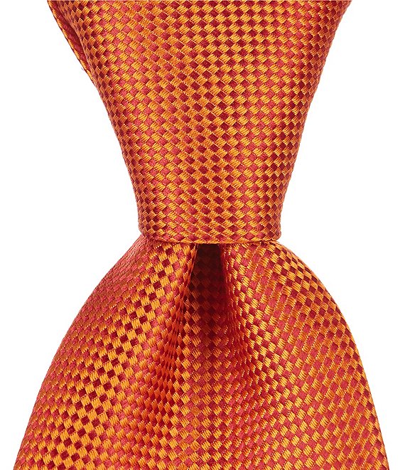 Color:Orange - Image 1 - Big & Tall Oxford Solid Traditional Silk Tie