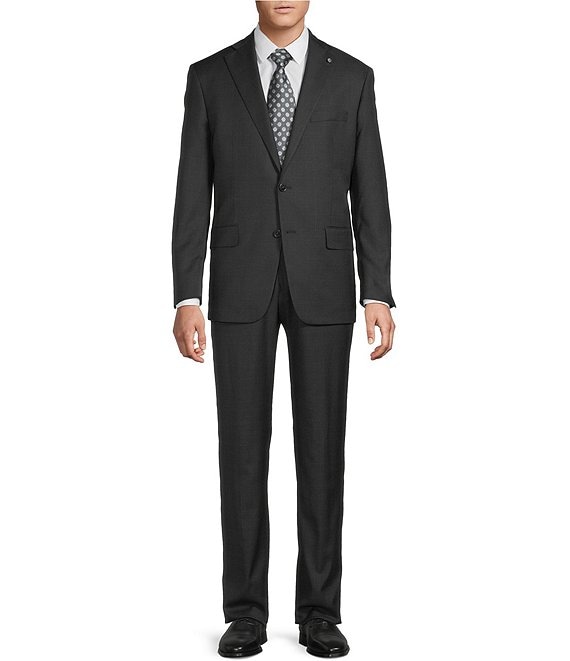 Hart Schaffner Marx Chicago Classic Fit Flat Front Plaid 2-Piece Suit, Black - Image 1