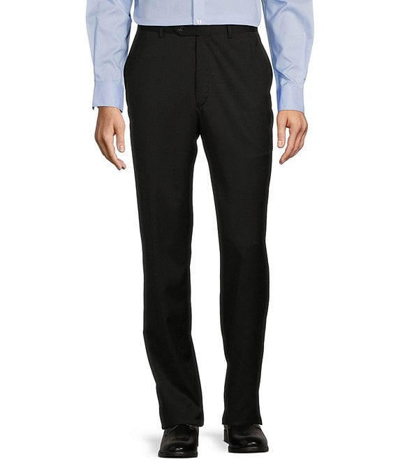 Hart Schaffner Marx Chicago Classic Fit Flat Front Solid Pattern Dress Pants