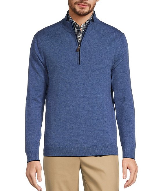 Hart Schaffner Marx Long Sleeve Quarter-Zip Merino Wool Sweater