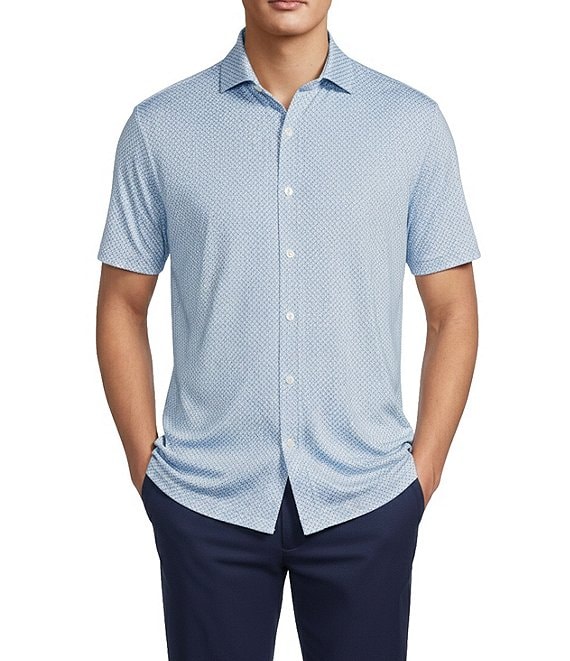 Hart Schaffner Marx Luxury Performance Short Sleeve Geometric Floral Print Shirt