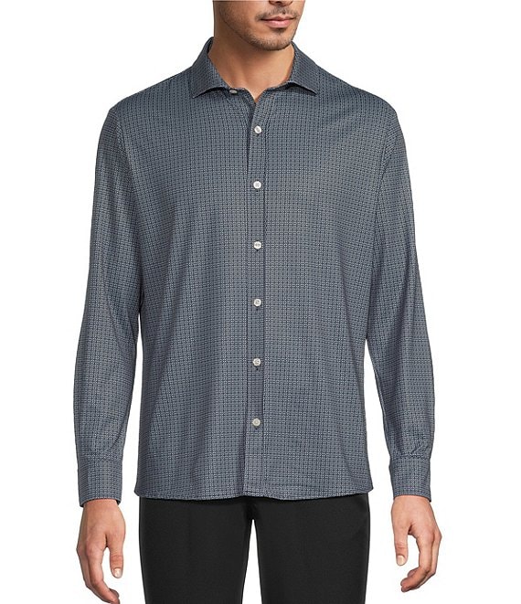 Hart Schaffner Marx Luxury Performance Short Sleeve Petal Geo Button Front Shirt