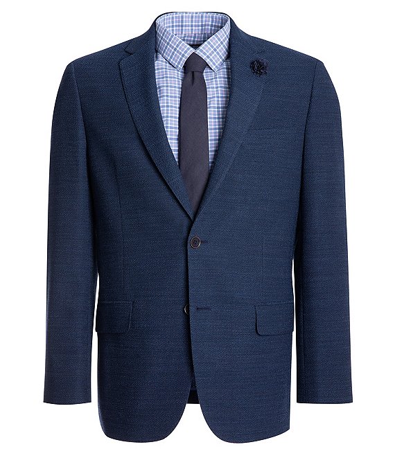 Color:Blue - Image 1 - New York Modern Fit Fancy Wool Blend Sport Coat