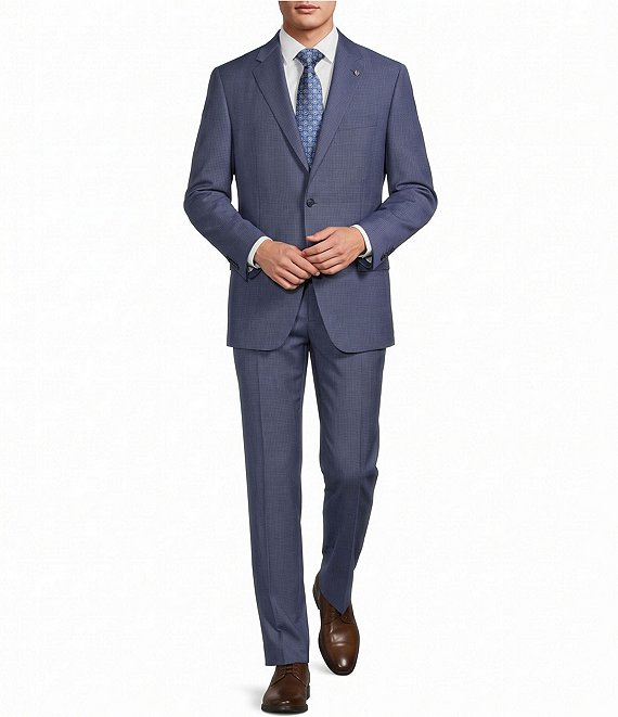 Hart Schaffner Marx New York Modern Fit Flat Front Checked Wool-Blend 2-Piece Suit