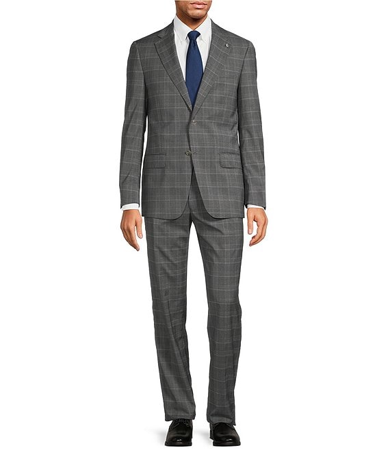 Hart Schaffner Marx New York Modern Fit Flat Front Plaid 2-Piece Suit ...