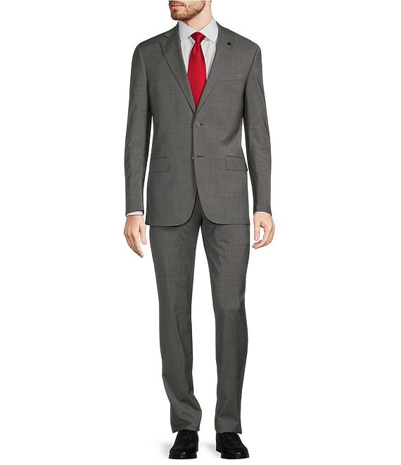 Color:Grey - Image 1 - New York Modern Fit Fine Stripe Suit