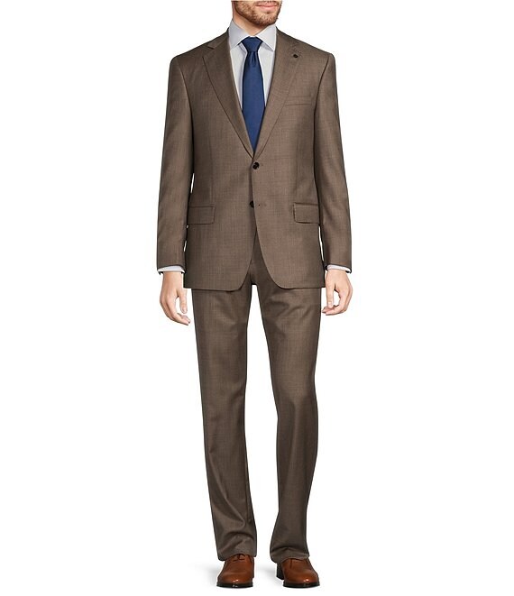 Color:Medium Brown - Image 1 - New York Modern Fit Shark Skin 2-Piece Suit
