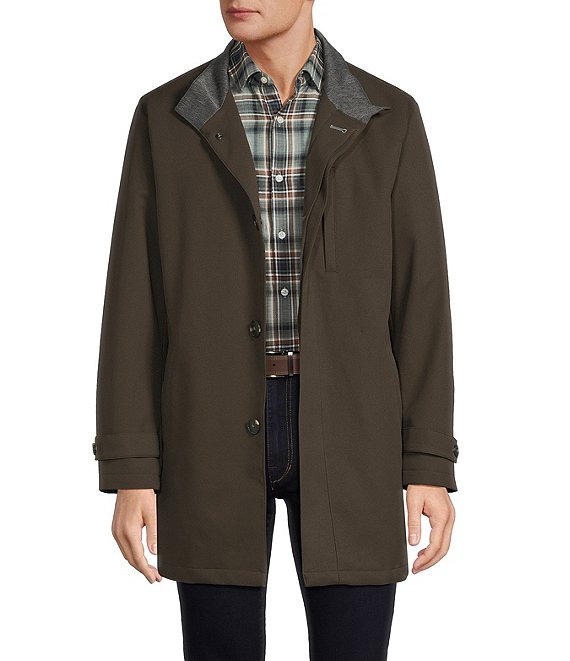 Hart Schaffner Marx New York Solid Raincoat, Olive - Image 1