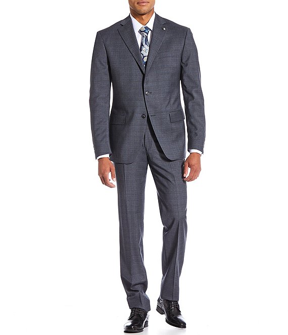 Hart Schaffner Marx Patterned Chicago Classic Fit Flat Front 2-Piece Suit, Dark Grey - Image 1