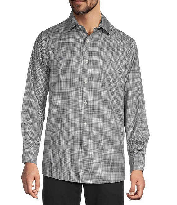 Hart Schaffner Marx State Street Essentials Long Sleeve Yarn Dyed Button Front Shirt