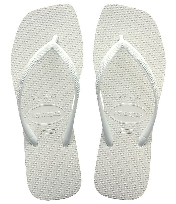 Color:White - Image 1 - Women's Slim Square Thong Flip-Flops
