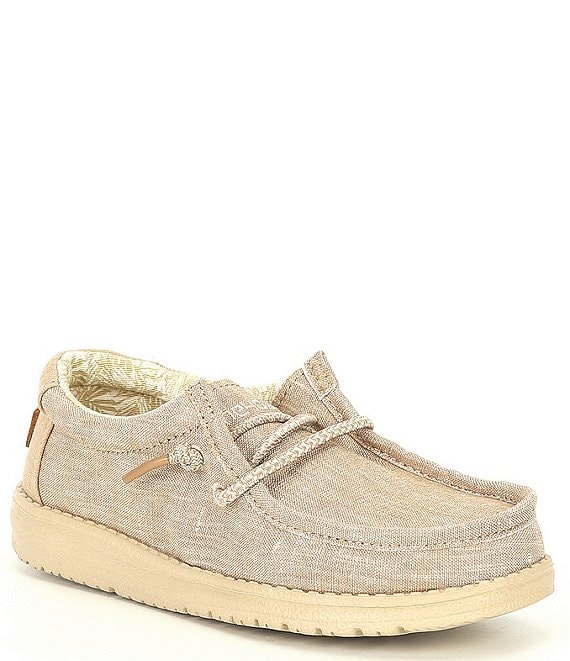 Color:Beige - Image 1 - Boys' Wally Cotton Canvas Washable Slip-On Sneakers (Youth)
