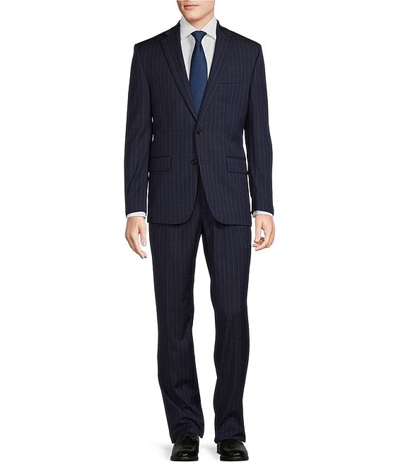 Hickey Freeman Classic Fit 2-Reverse Pleat Stripe Pattern 2-Piece Suit ...