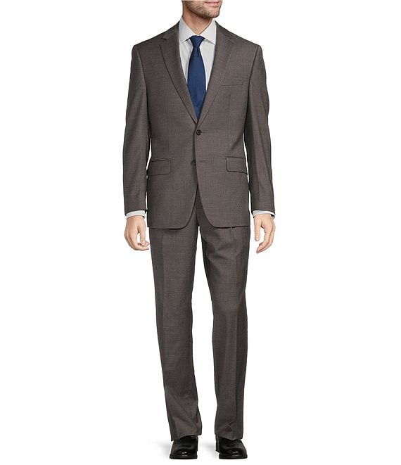 Color:Medium Grey - Image 1 - Classic Fit Double Pleated Solid 2-Piece Suit