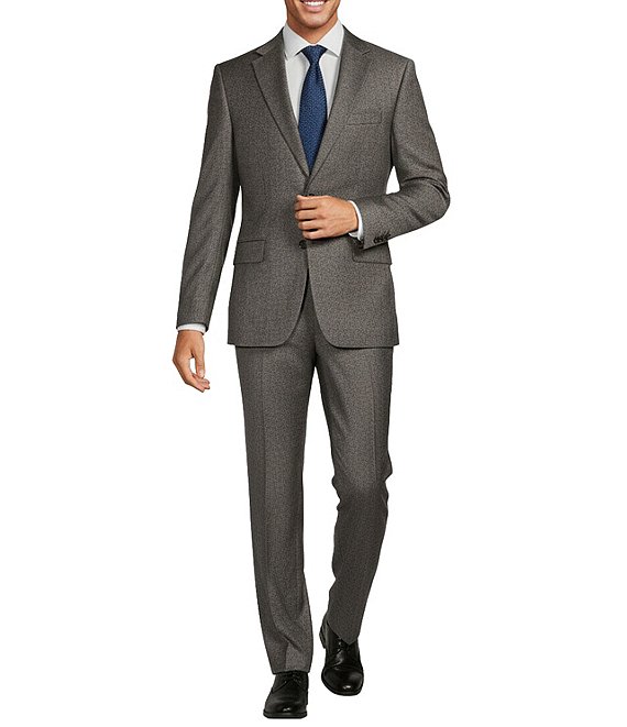 Hickey Freeman Classic Fit Flat Front Solid Pattern 2-Piece Suit, Medium Grey - Image 1