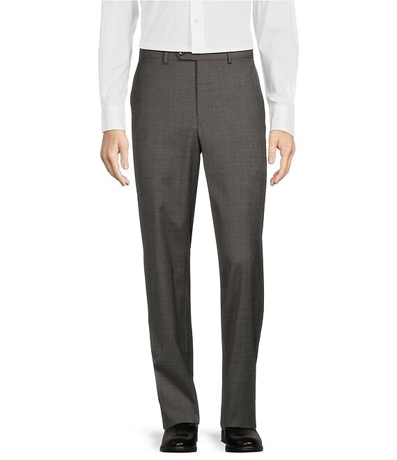 Hickey Freeman Classic Fit Flat Front Solid Dress Pants, Mens, 36 Long, Tan