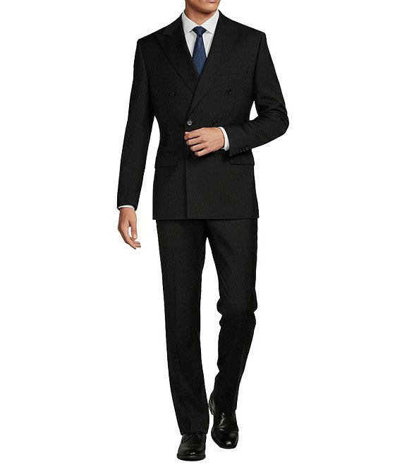 Hickey Freeman Classic Fit Flat Front Double-Breasted Solid Pattern 2-Piece Suit