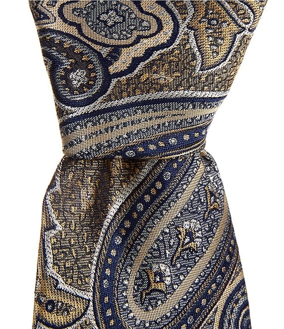 Hickey Freeman Exploded Paisley Traditional 3 1/4#double; Woven Silk Tie
