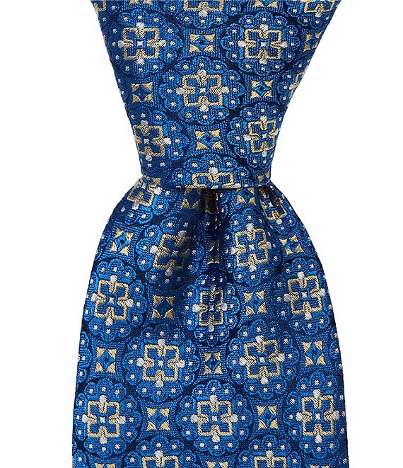 Hickey Freeman Medallion Pattern Traditional Silk Tie