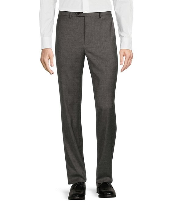 Hickey Freeman Modern Fit Flat-Front Solid Dress Pants | Dillard's