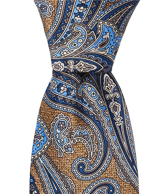 Hickey Freeman Paisley Print Traditional Silk Tie