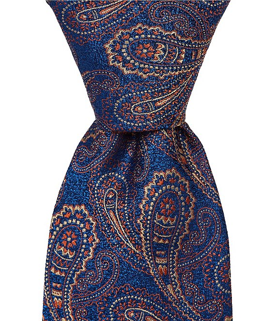 Hickey Freeman Pine Paisley Pattern Traditional Silk Tie