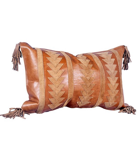 HiEnd Accents Arrow Design Leather Pillow with Tassels
