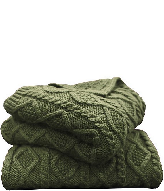 HiEnd Accents Chunky Cable Knit Throw Blanket, Sage Green - Image 1