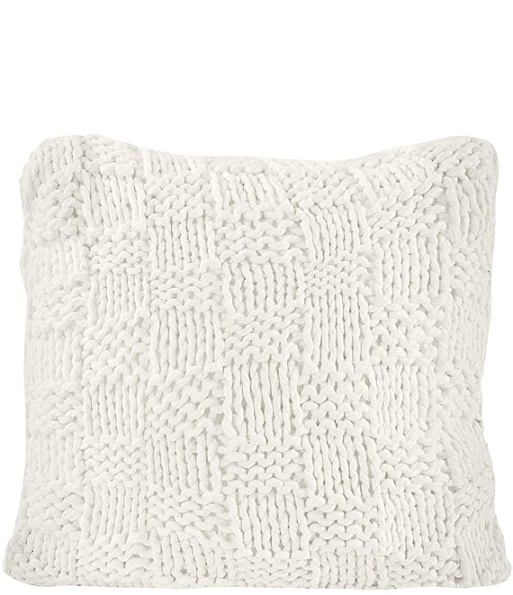 Color:Natural - Image 1 - Chess Knit Filled Euro Pillow