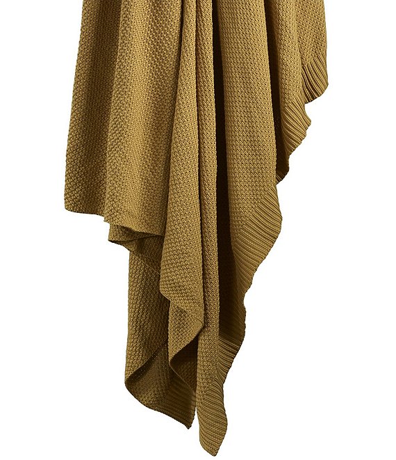 HiEnd Accents Cotton Knit Throw Blanket, Tuscan - Image 1