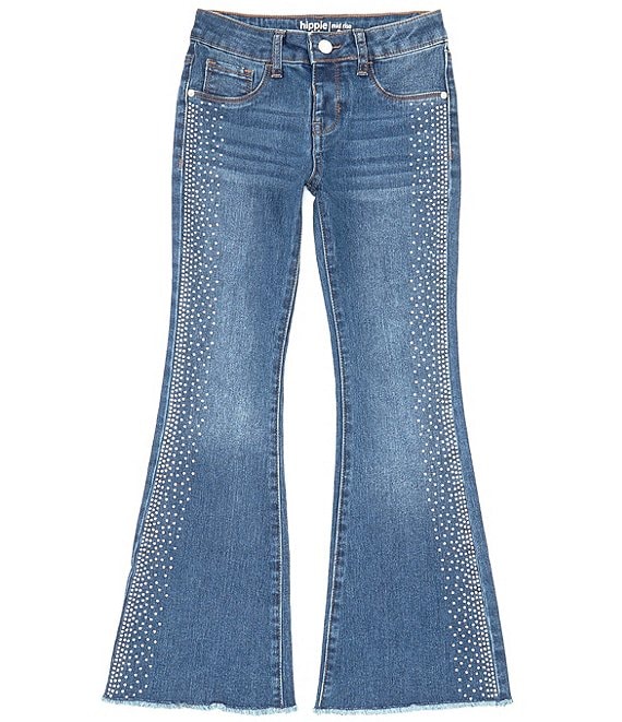 Hippie Girl Big Girls 7-16 Rhinestone Heat Seal Embellished Flare Jeans ...