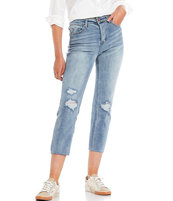 Color:Danni - Image 1 - High Rise Destructed Cheeky Straight Jeans
