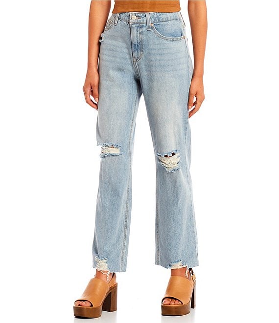 Hippie Laundry High Rise Distressed Medium Wash Cowboy Jeans