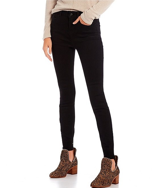 Color:Black - Image 1 - Power Stretch Mid Rise Skinny Jeans