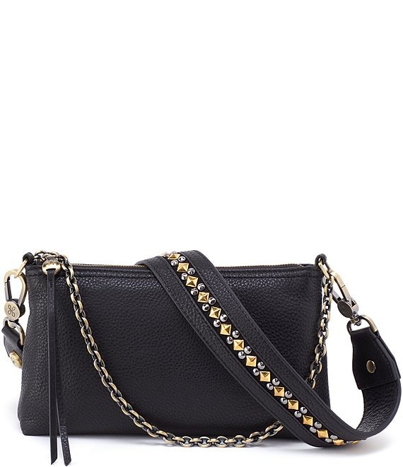 Color:Black - Image 1 - Darcy Leather Studded Strap Crossbody Bag