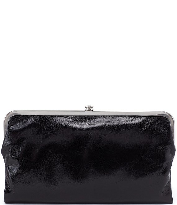 Color:Black - Image 1 - Original Leather Lauren Double-Frame Clutch Wallet