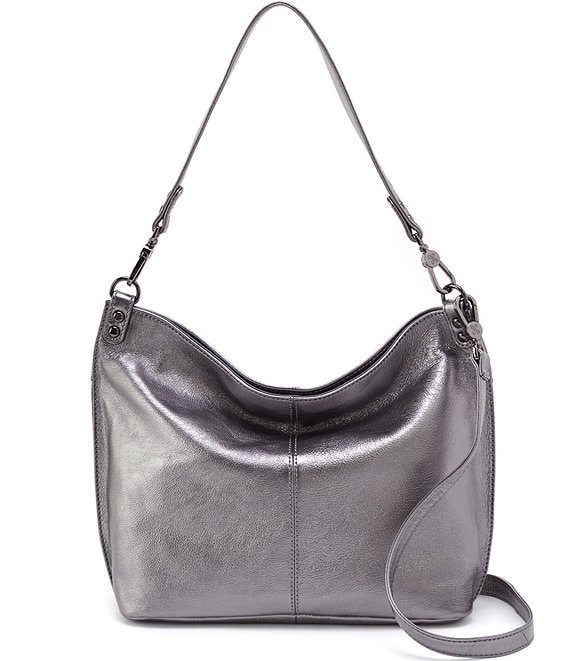 Color:Anthracite - Image 1 - Pier Metallic Leather Shoulder Bag