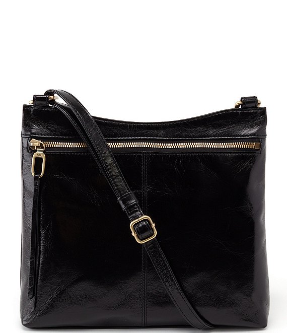 Color:Black - Image 1 - Vintage Hide Collection Cambel Leather Crossbody Bag