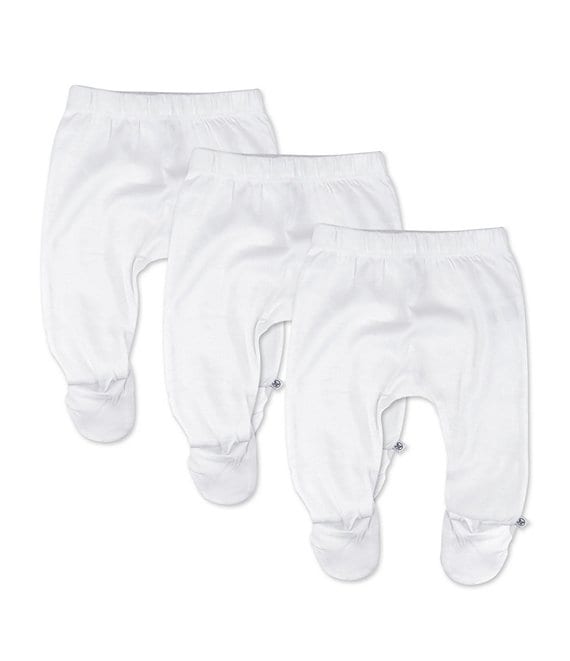 Color:Bright White - Image 1 - Baby Clothing - Baby Newborn - 9 Months Organic Cotton Footed Harem Pant 3-Pack