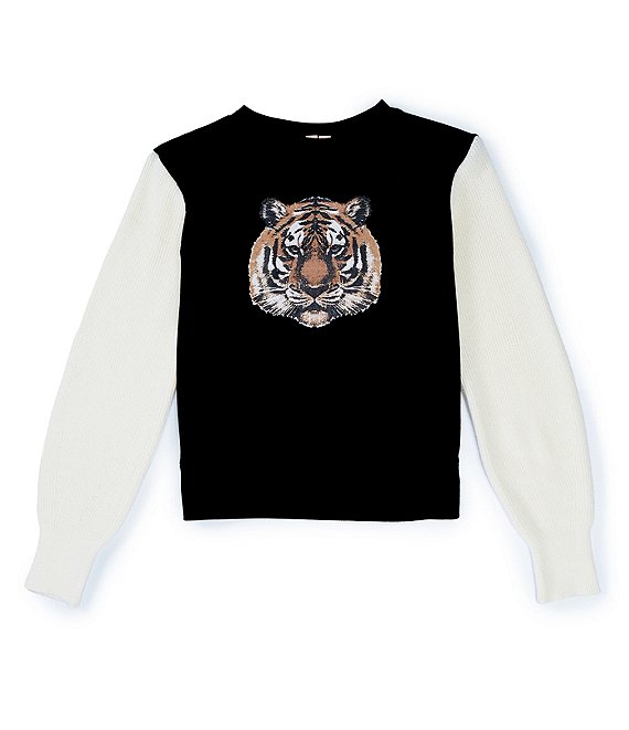 Honey Sparkle Big Girls 7-16 Long Sleeve Tiger Pullover - L