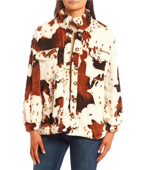 Cow print denim on sale jacket