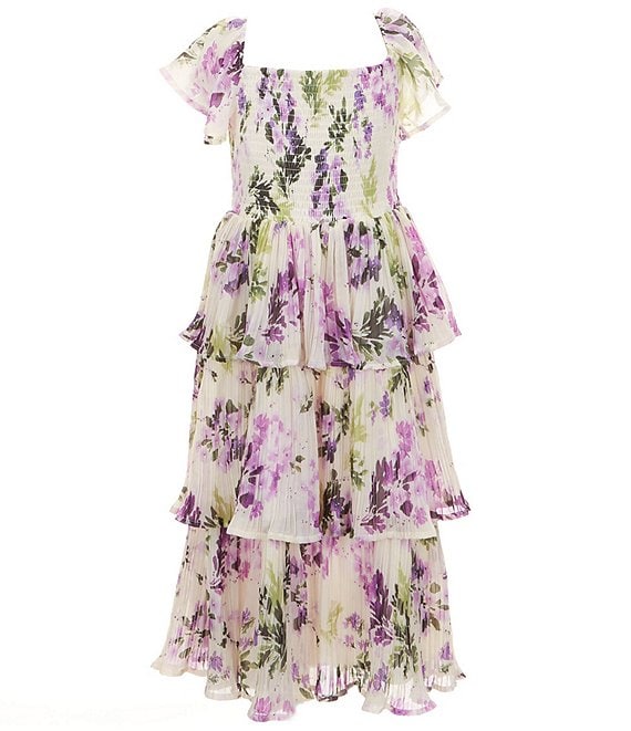 Honey and Rosie Big Girls 7-16 Flutter-Sleeve Floral-Printed