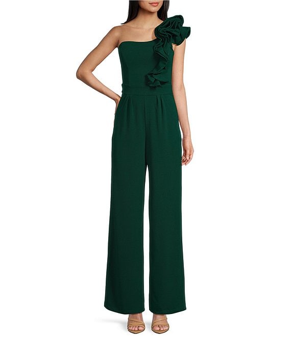 Honey and Rosie One Shoulder Ruffle Jumpsuit Dillard s