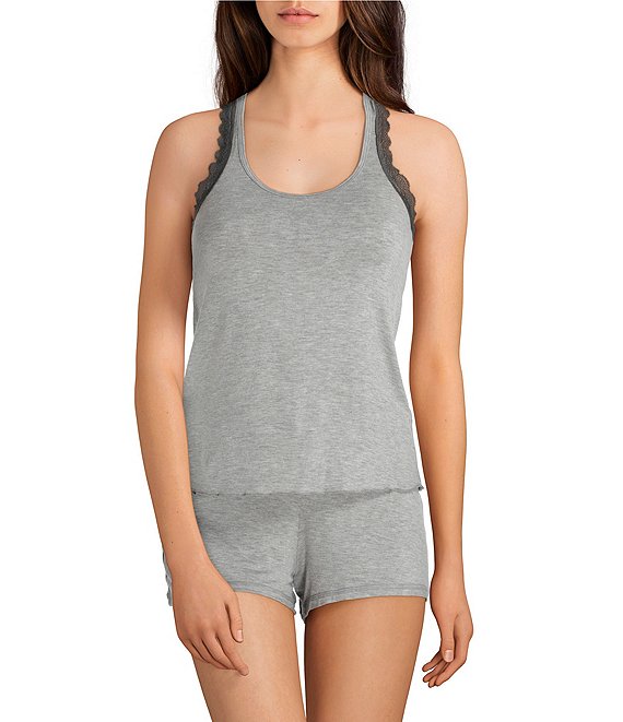 Color:Heather Grey - Image 1 - All American Shorty Jersey Knit Coordinating Pajama Set