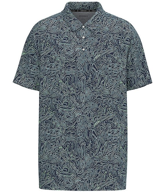 Hooey Drive Topography Print Short Sleeve Polo Shirt